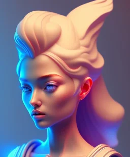 isometric clean art of an elemental gaurdian girl, soft lighting, soft pastel gradients, high definition, 3d icon clay render, blender 3d