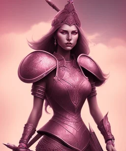 lady warrior with pink top and rose