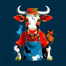 Cow in cooking clothes Cow color is not dark attractive background