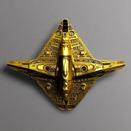 huge ornate spaceship made of brass flying through space, star trek