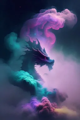 fog and smoke in a shape of a monsterous dragon and a colour of cosmos