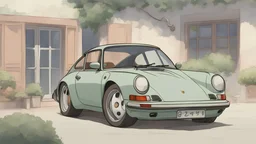 a porche car, Ghibli style anime