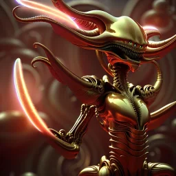 masterpiece poster of glistening elegant queen empress xenomorph alien meditating lotus position, inside ominous glowing alien temple shrine. in the style of aliens, by weta workshop, james cameron, h. r. giger, beautiful octane render, extremely intricate, epic composition, cinematic lighting, , trending on artstation, cinematic dramatic atmosphere, matte painting