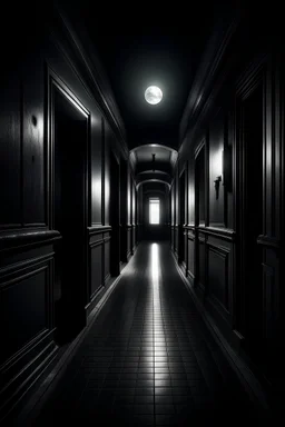 Moonlit dark corridor