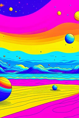 Summer colorful vibe beach planets
