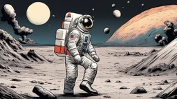 comic style, Moon landing