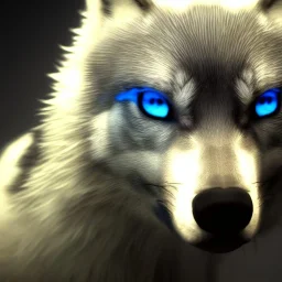 epic coolest wolf blue eyes in the night with black shade , 8k resolution, ultra hyperdetailed, Unreal Engine 5, ultra colorful, very small details, realistic