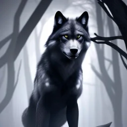 award winning portrait of a male anthropomorphic black wolf long vblack unreal engine 5, artistic lighting, highly detailed, photorealistic, fantasy