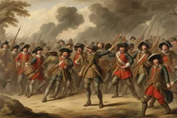 soldats anglais qui crient année 1669