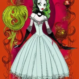 extrem tim burton style and disney style of an old and extrem malicious stepmother, sharp focus, sneaky eyes, old face