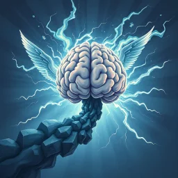 Brainstorm, hurricane with flying brains, illustrative