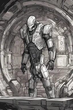 Нарисуй инженера космического корабля. Сеттинг Mass Effect.