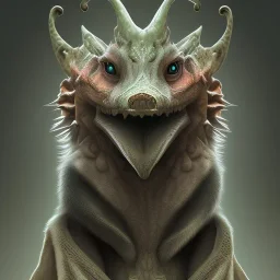 This Knucker has no horns. Its neck is very long; Its snout is vertically short, thin, very short, and flat tipped. Its teeth are bent outwards. It has webbed claws, frills, and armored scales. Its tail is very short and wide.