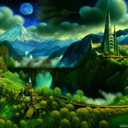 Epic Drawing of scenery of The LOTR estilo Van Gogh 4k