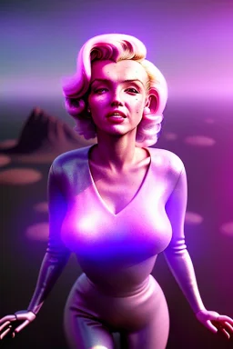 Ultra Realistic retro sci-fi scene, portrait, blonde woman, sweet Marilyn Monroe face, perfect iris, glow eyes, makeup. Alien Saturn background, Retro sci-fi style, helmet, tight latex coat, fog, rain, soft color, highly detailed, unreal engine 5, ray tracing, RTX, lumen lighting, ultra detail, volumetric lighting, 3d, finely drawn, high definition, high resolution.