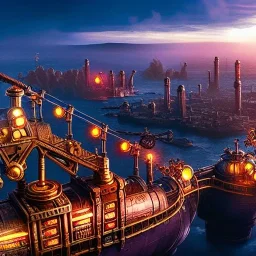 fullbody Drawing of 'sketch of steampunk cities as in the movie mortal engines(2018)',intricate detail,andrea bonelli,Kilian Eng,Ohrai,evan lee,Aleksandr Sidelnikov,KyuYong Eom,three quarters frontal aerial view,toned colors,32k