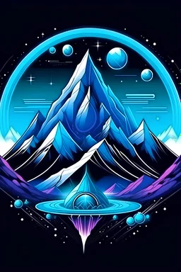 futuristic mountain cosmic with crystal and ufo
