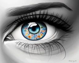 a detailed illustration of an eye, intricate details, realistic, digital art, meticulously detailed iris, bright colors, perfectly round eye, MidJourney style