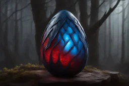 a blue dragonegg full of red lightning. dark horror setting. painted by Anne Stokes