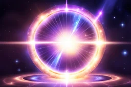 a magic bright portal shine into the cosmo with a big vertical radius of light