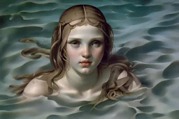 woman in camo swim in deep water by andrea del sarto