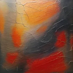 Thick textured abstract painting with cracks