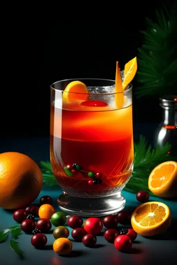 Crea un immagine di un cocktail di natale senza cannella e senza arancia