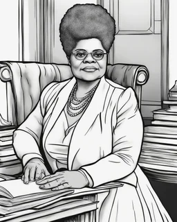 Outline art for coloring pages with Ida B. Wells, white background, sketch style, only use black outline, white background, no shadows and well and clear outline