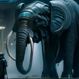 xenomorph elephant hybrid, photorealism, movie screen capture, horror, sci-fi, retrofuturism, based on the movie Alien, horror, terrifying