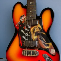 50'S ELECTRIC GUITAR ROCKABILLY HOTROD SPACESHIP FLAMES