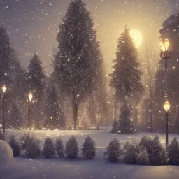 foto realistic winter city with a illuminated christmas tree in the night