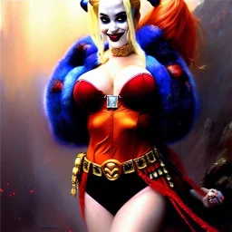 Drawing of beautiful face,'beautiful booty ,Busty Harley Quinn',intense stare, ancient skintight armor, balanciaga fashion clothe painting by gaston bussiere, greg rutkowski, yoji shinkawa, yoshitaka amano, tsutomu nihei, donato giancola, tim hildebrandt, Oil on canvas, cinematic composition, extreme detail,fit full head inside picture,16k