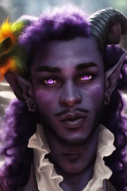 Purple-skinned male Tiefling