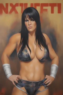 a series of pictures based on professional female Wrestlers, amazing oil on canvas image of Chyna Laurer