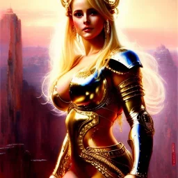 Drawing of beautiful face,'beautiful,Busty blonde Cammy',intense stare, ancient skintight armor, balanciaga fashion clothe painting by gaston bussiere, greg rutkowski, yoji shinkawa, yoshitaka amano, tsutomu nihei, donato giancola, tim hildebrandt, Oil on canvas, cinematic composition, extreme detail,fit full head inside picture,16k