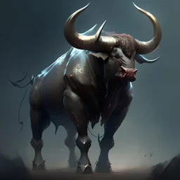 bull, monster, concept art, full body