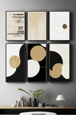 Modern Neutral Abstract Printable Wall Art Set of 3. Black & Beige Wabi Sabi Abstract Prints, Minimalist Zen Gallery Wall, Japandi Wall Art
