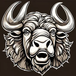head and shoulders of a buffalo, sports mascot style