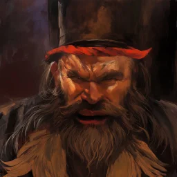 dnd, fantasy, watercolour, stylistic, portrait, illustration, dull colours, male, dwarf, face, bearded, long brows, frugal