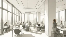 Certainly, here is a more detailed description of the ideal image for the article about "Successful Recruitment Strategies in the Business World" in English: The image features a well-lit, modern office space with large windows that provide ample natural light. The room is filled with a diverse group of employees who are engaged in various activities that reflect a dynamic work environment. In the foreground, a conference table is visible, where a team of professionals is gathered for a recruit