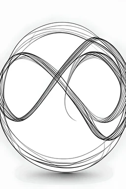 A page of 10 vector lemniscate infinity symbol with clean fine line , black ink on white background