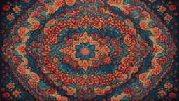 Hyper Realistic rustic colorful cross stich mandala pattern background with vignette effect