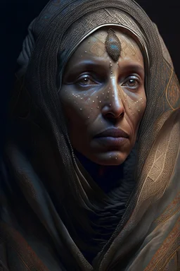 portrait of a berber woman, fractal, intricate, elegant, highly detailed, digital photography, subsurface scattering, cinematic lighting, by jheronimus bosch and james jean and greg rutkowski