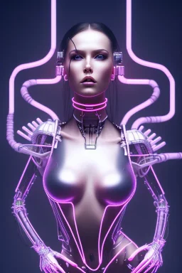 cyberpunk, pink latex body, women, body portrai, big boobs, highlight eyes perfect, skin, tron, cyborg, perfekt sexy, real, dream, hr giger