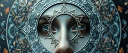 close up portrait of a double mirror soul gate oracle