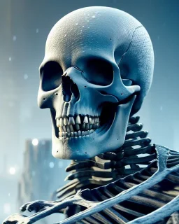 A portrait of a frozen skeleton by pascal blanche rutkowski repin artstation hyperrealism painting concept art of detailed character design matte painting, 4 k resolution blade runner, digital Art, perfect composition, beautiful detailed intricate insanely detailed octane render trending on artstation, 8 k artistic photography, photorealistic concept art, soft natural volumetric