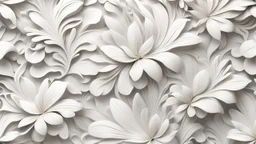 Hyper Realistic Abstract White Floral Patterns White Wall