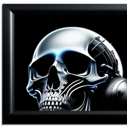 cyberpunk style ink ball skull picture in detailed frame, big black eyes, unreal engine 5, 8k resolution, photorealistic, ultra detailed, frame extreme accurate