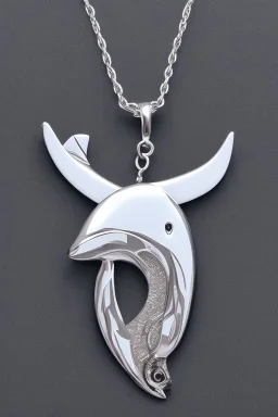 Orca whale-shaped white gold necklace