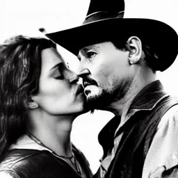 portrait of johnny depp as indiana jones kissing a german military girl